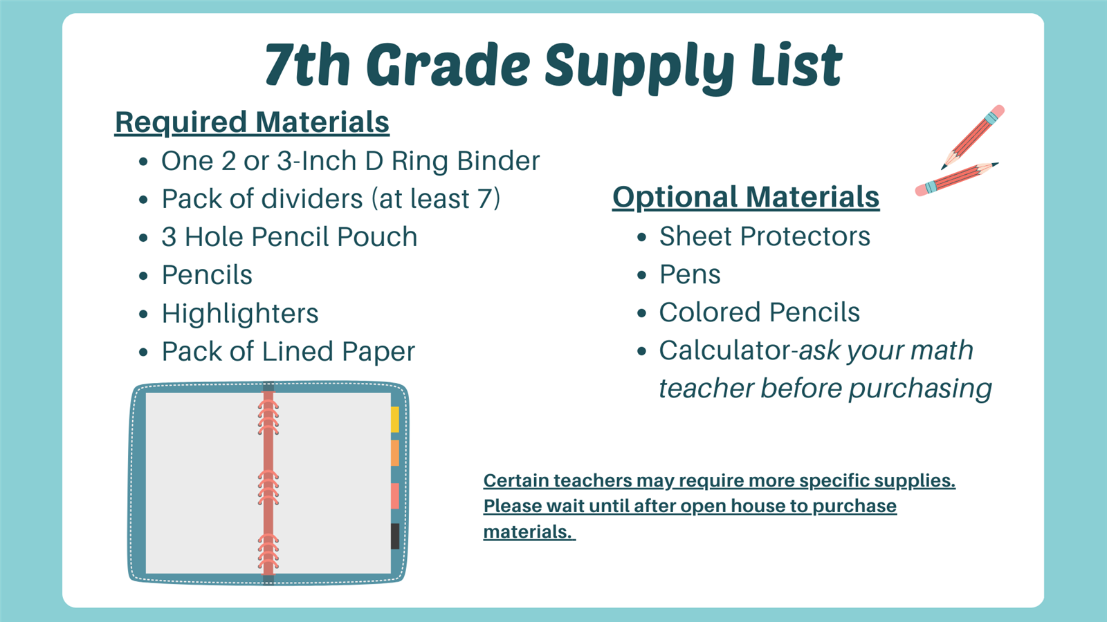 supplies on whiteboard